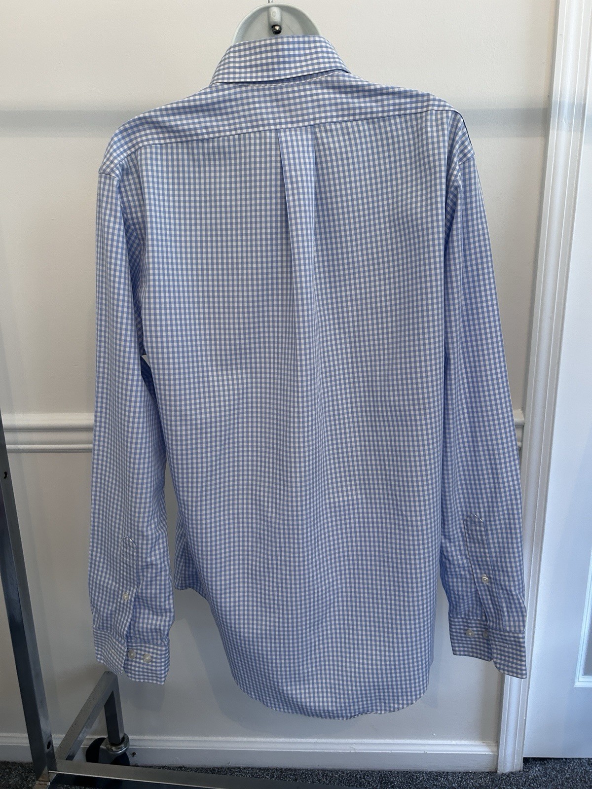 Brooks Brothers Dress Shirt Size Medium White & Blue Checkered Regent Fit