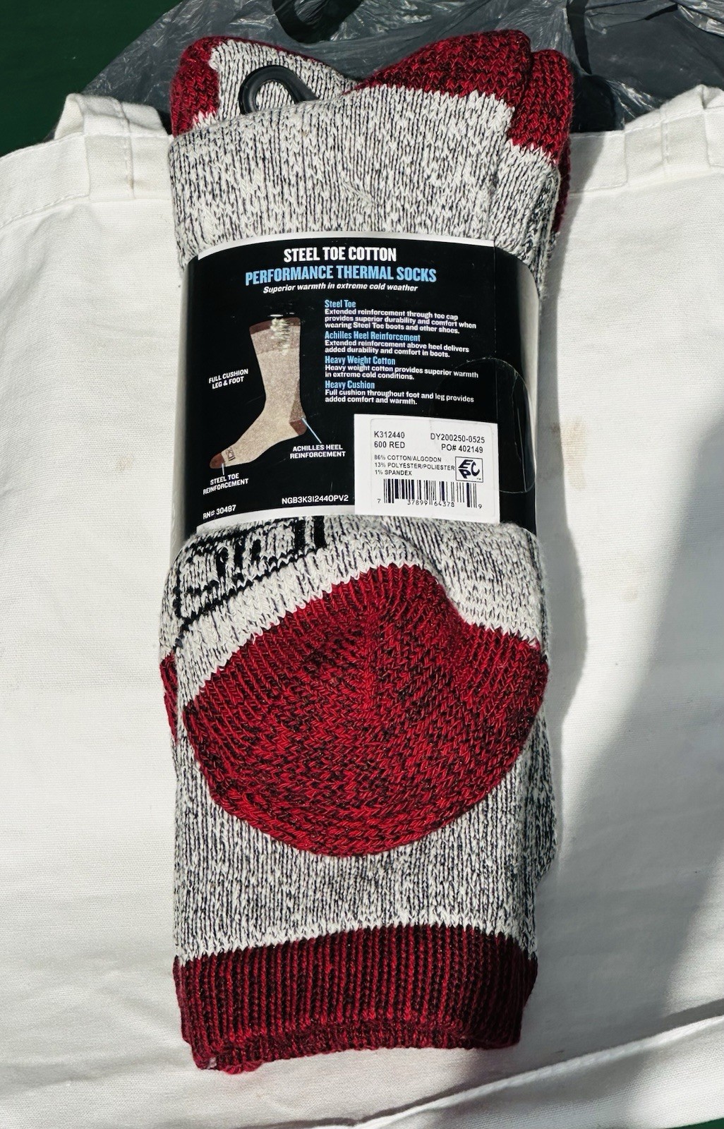 6 Pair ~ DICKIES ~ Cotton Blend Heavyweight ~ Red / Grey ~ Thermal Socks ~6-12