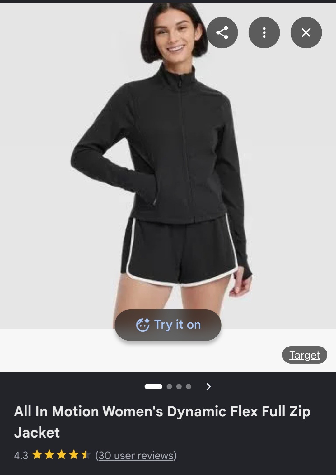 All in Motion Dynamic Flex Full Zip Track Jacket Black Women’s Plus 4X