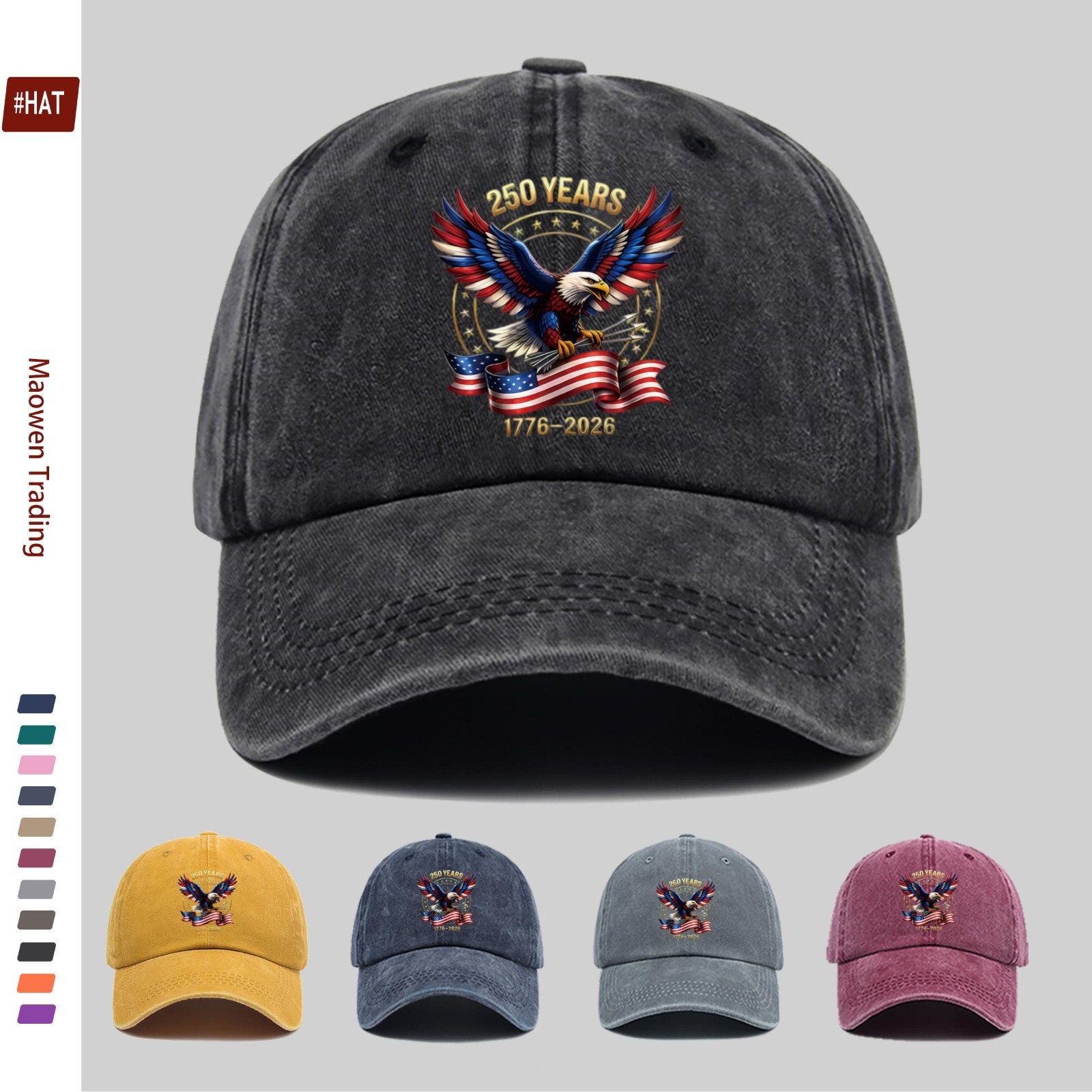 USA 250th Anniversary Hat 1776-2026 American Independence Eagle Flag Baseball Ca