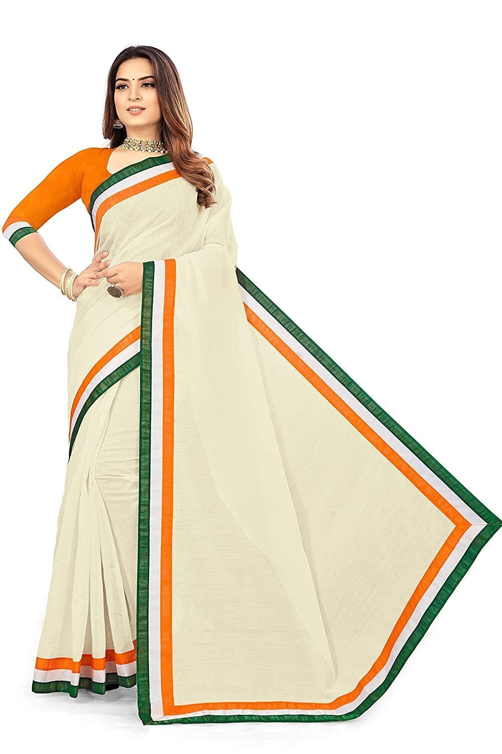 women Saree For Most Trendy Chanderi Cotton Fabric Saree With Blouse