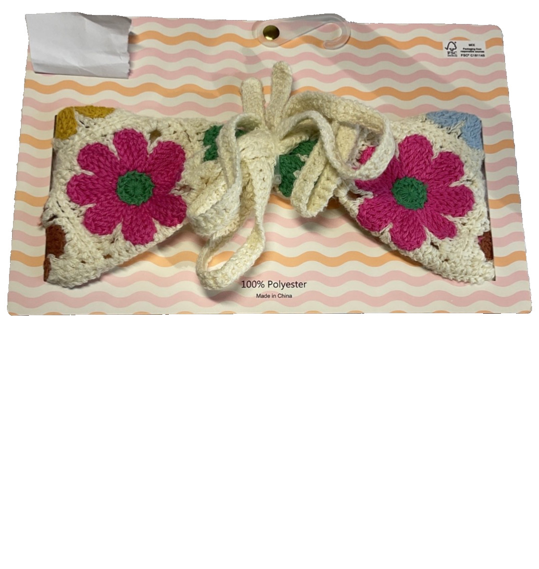 Piper K Crochet Head Scarf MOD FLOWERS 100% POLYESTER NIP