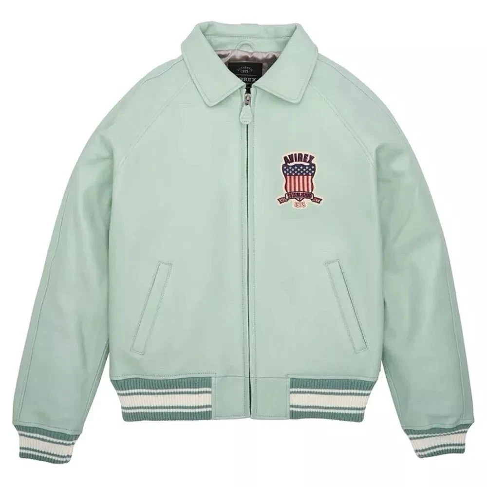Men’s Avirex Bomber American Style Flight Genuine Leather Jacket