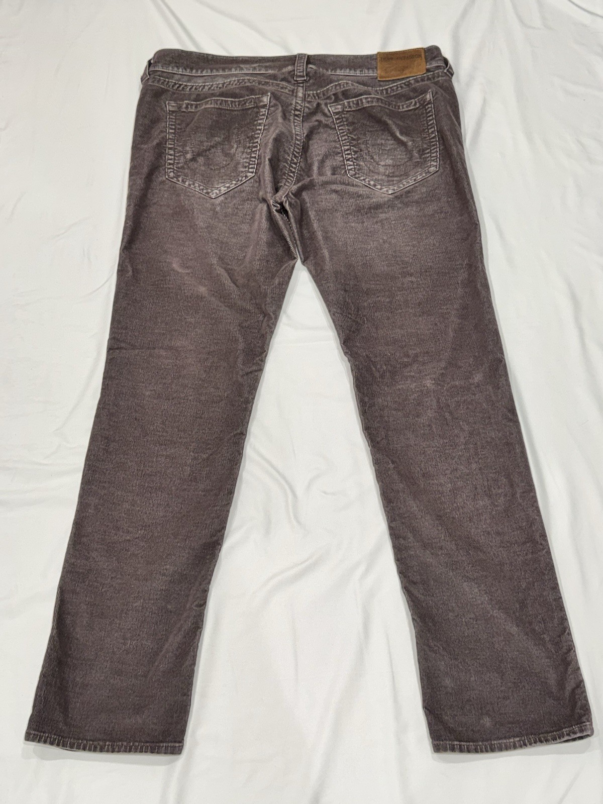 True Religion Geno Straight Corduroy Pants Mens 38×33 Maroon Distressed Y2K