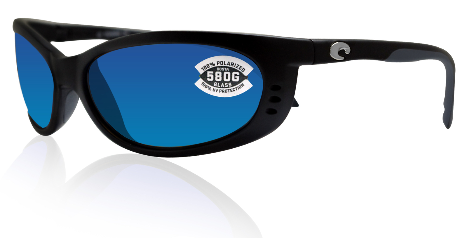 Costa Del Mar Fathom Matte Black Frame Blue Mirror 580 Glass Lens FA 11 OBMGLP