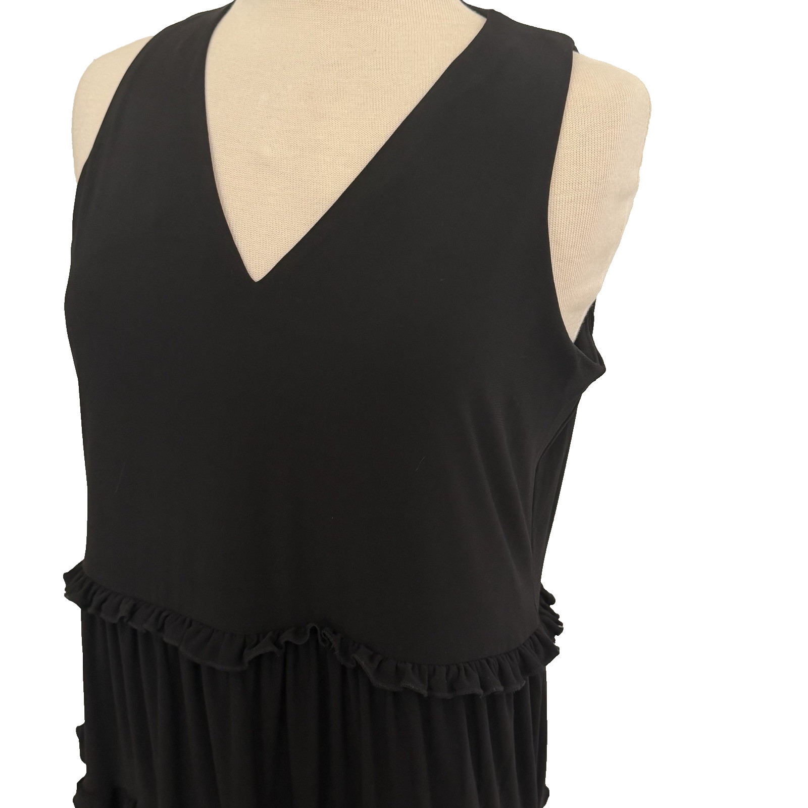 TOMMY HILFIGER Size 8 Dress Black Tiered Ruffles Sleeveless Stretch Knit Capsule