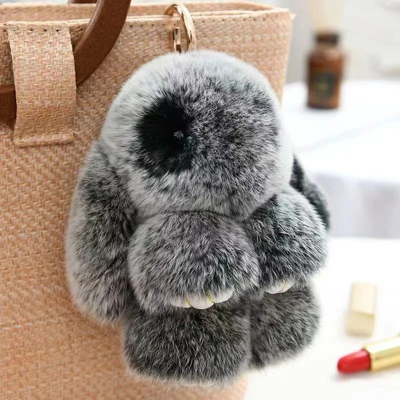 Cute Charm Key Chain Bag pendant Plush Bunny Toy Rabbit Fur Doll Gifts Keychain