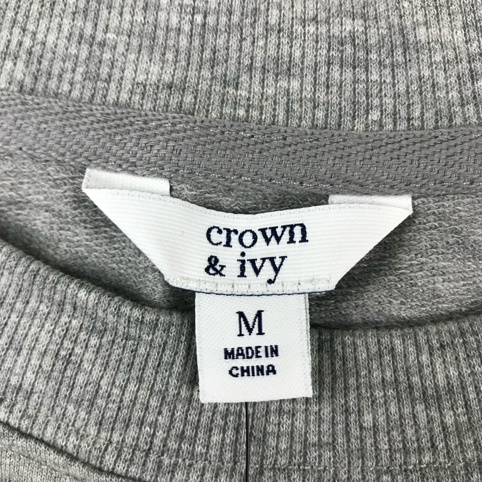 Crown & Ivy Sweatshirt Womens Medium Gray Crew Neck Side Snap Button Top NWT
