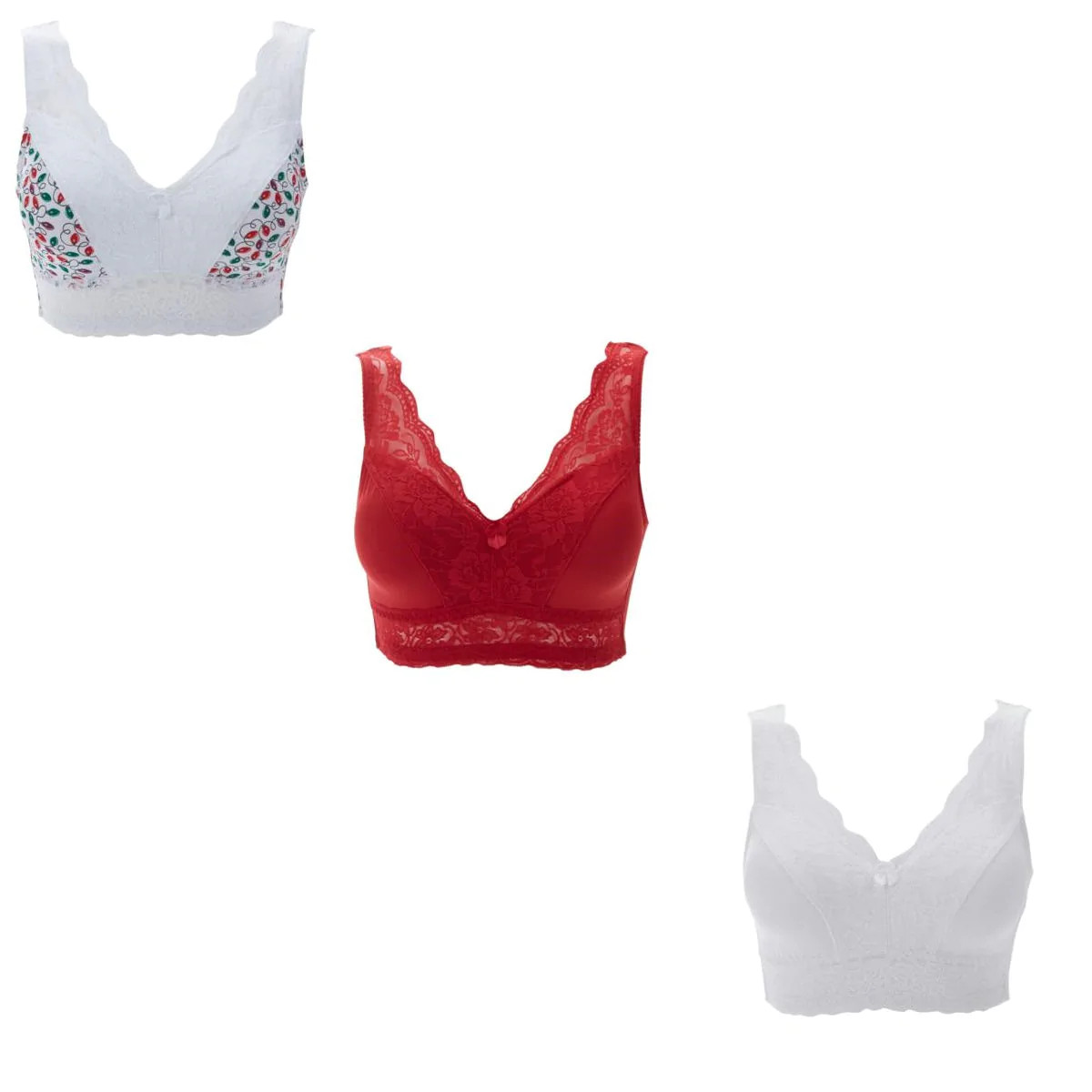 Rhonda Shear 3 Pack Pin-Up Lace Bra Set 453710-567051-J