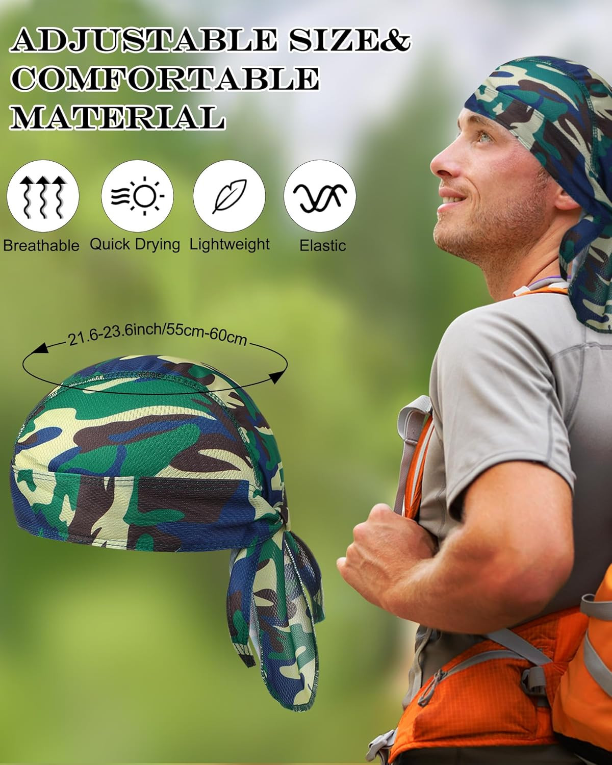 Foaincore 8 Pack Do Rag Skull Caps for Men Sweat Wicking Doo Rags Cooling Helmet