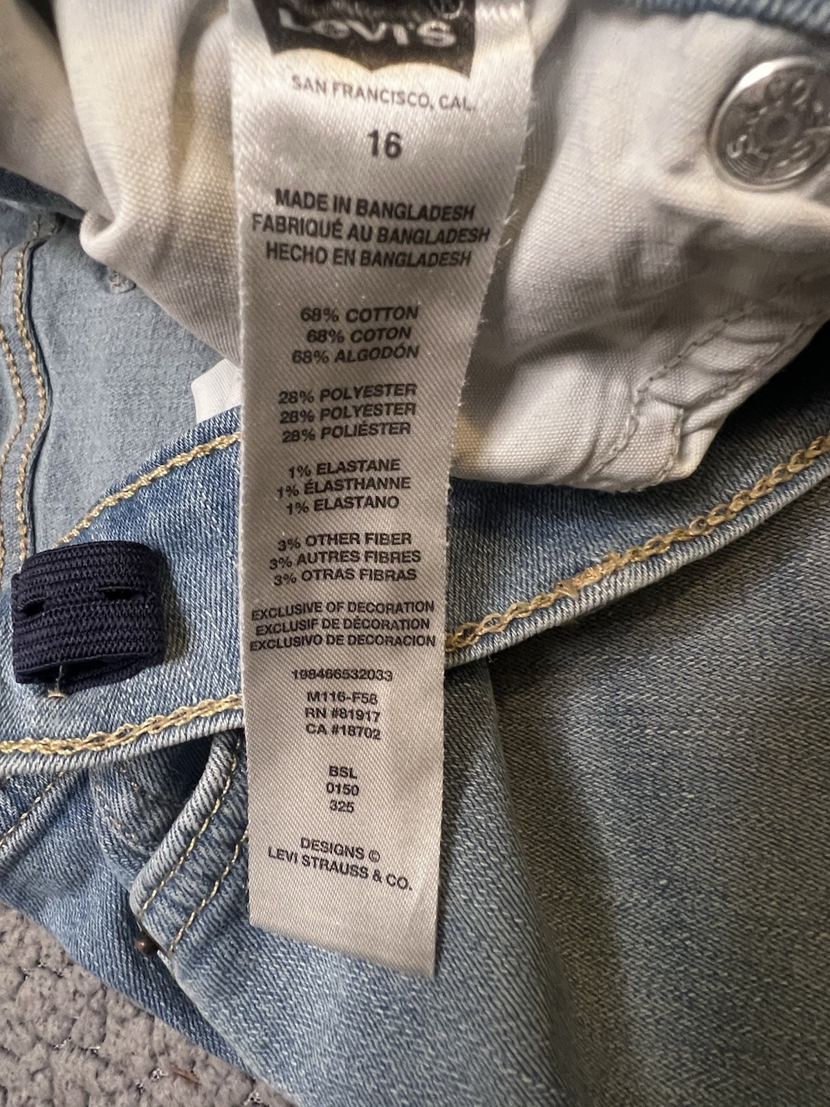 Levi’s 726 Flare Light Was Denim Jeans Girls Size 16 Juniors Size Wide Leg