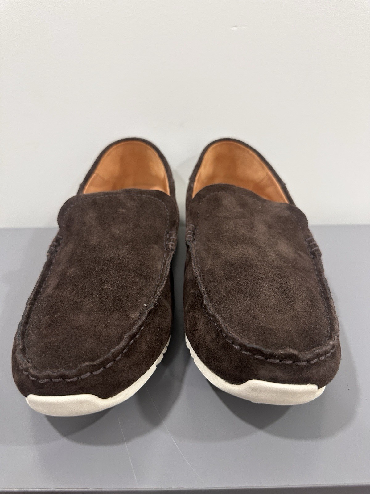Olukai Men’s Brown Suede Slip-On Loafer Round Toe Stitched Rubber Sole 9