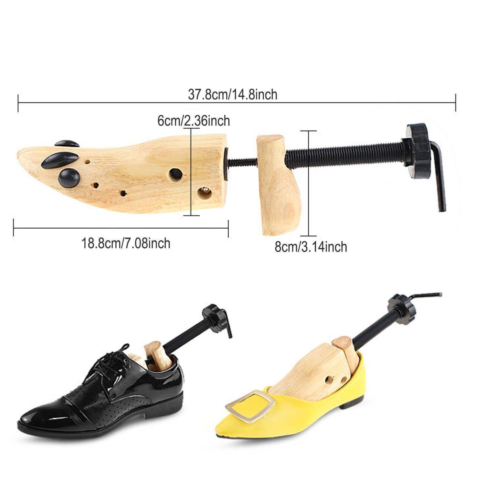 ✅ 2025 One Pair 2-way Wooden Adjustable Shoe Stretcher for Men Women Size 9-13