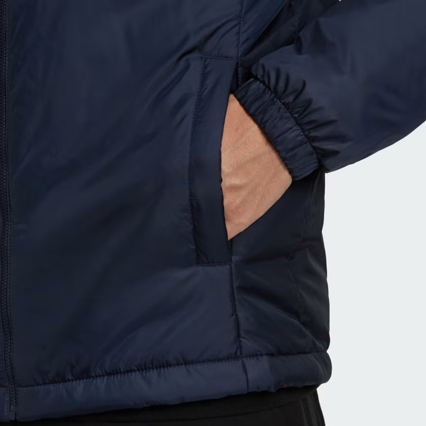 Adidas Essentials Mens size L Navy Insulated Hooded Puffer Outdoor Jacket GT9165
