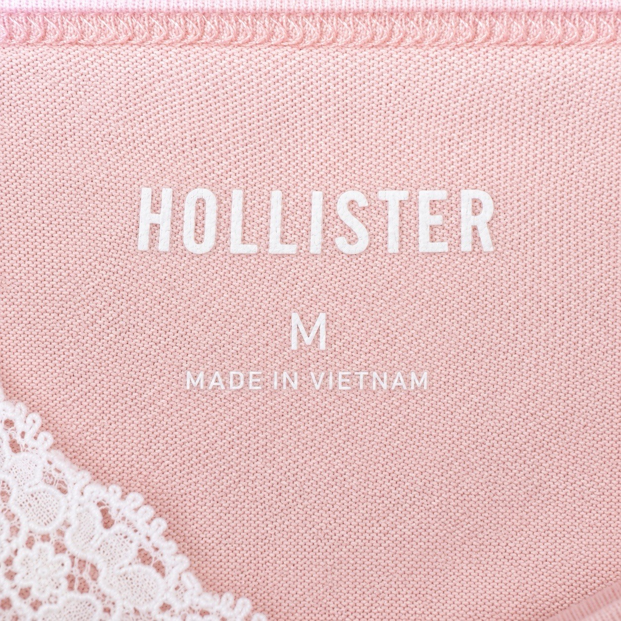 Hollister Pink Lace Trim Babydoll Cami Top Women’s M Tie Back