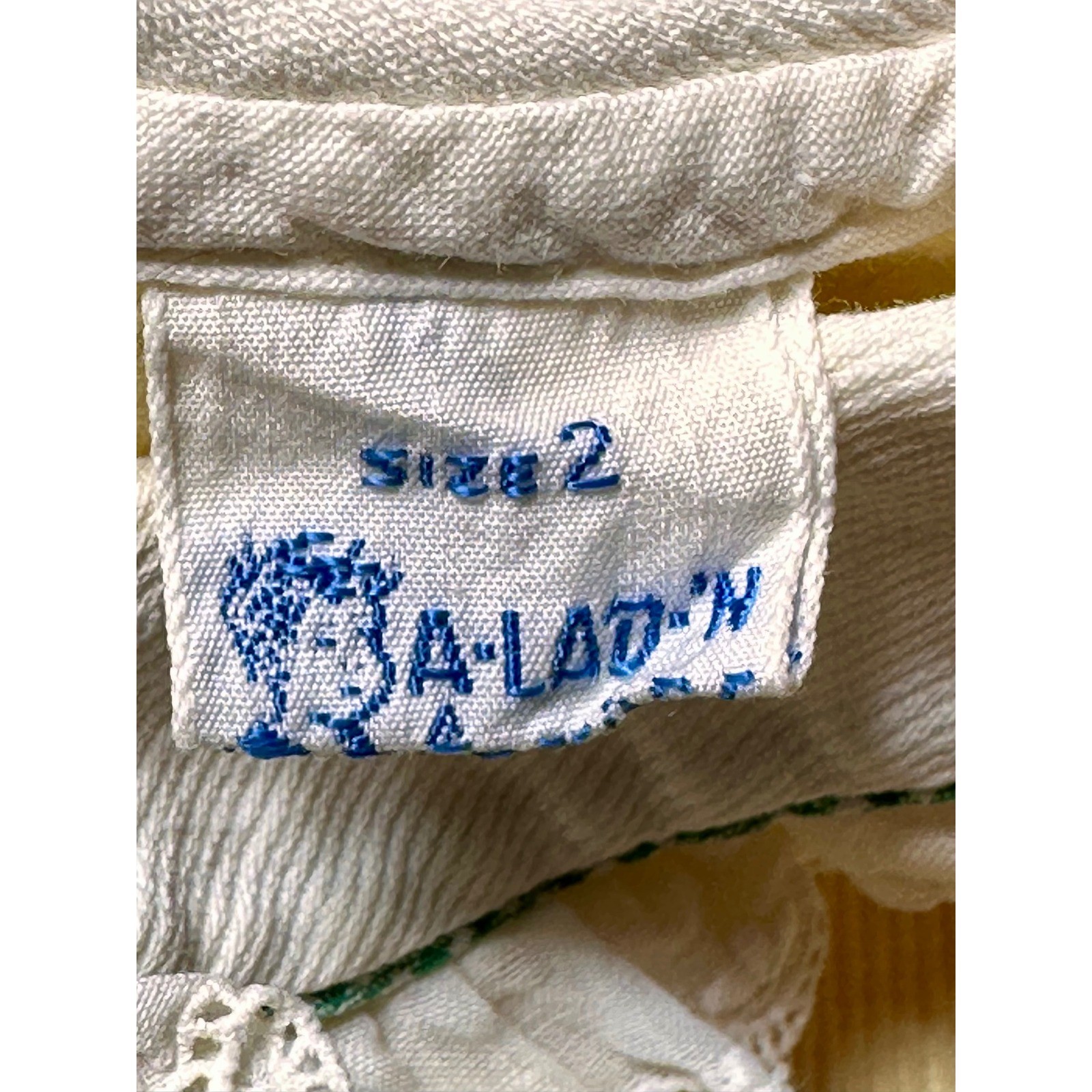 A-Lad-N Vintage Corduroy Dress Kids Sz 2 Yellow Peter Pan Collar Kite Embroidery