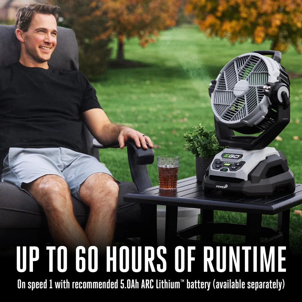 EGO 10-in High Velocity Indoor/Outdoor Oscillating Misting Jobsite Fan, Ba|16290