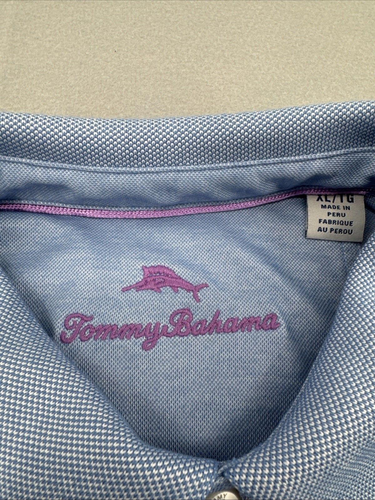 Tommy Bahama Pima Cotton Blend Short Sleeve Polo Mens XL Blue Golf Lightweight