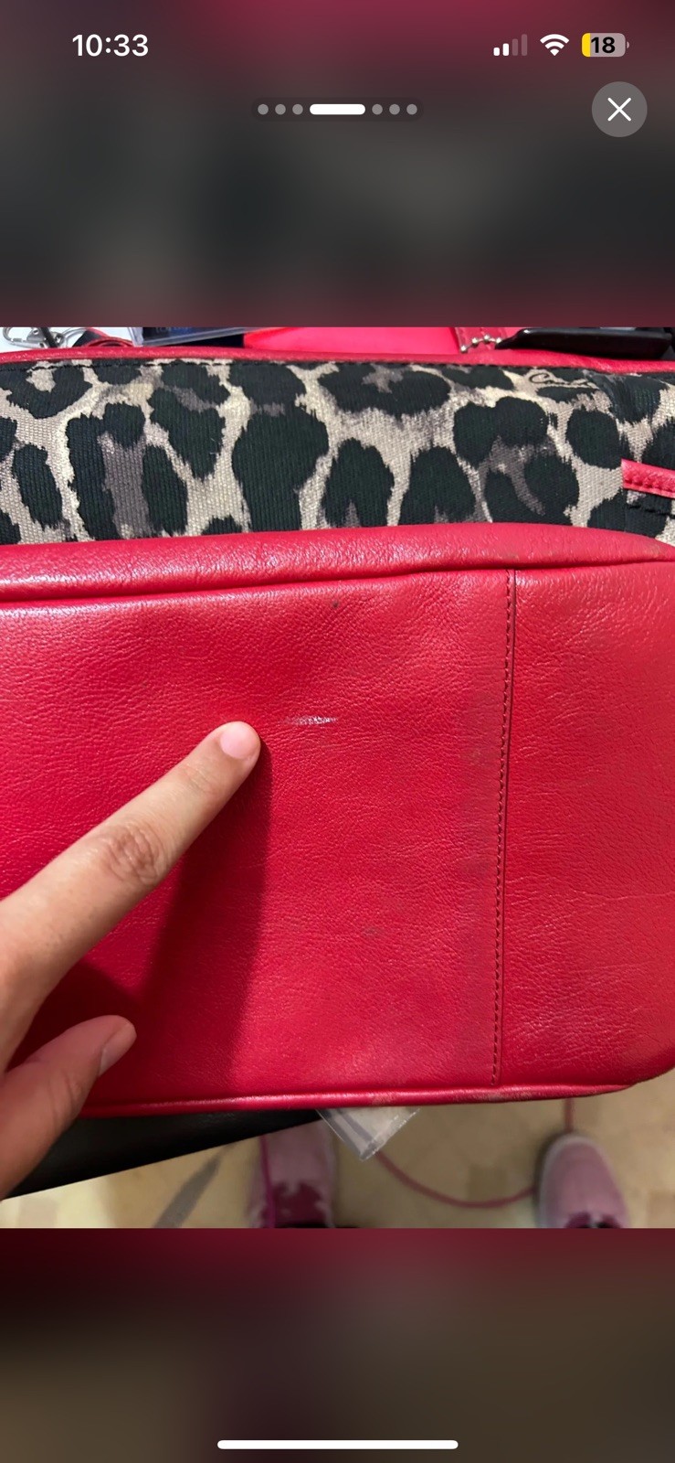 Coach Leopard Print Red And Black Shoulder Bag Purse