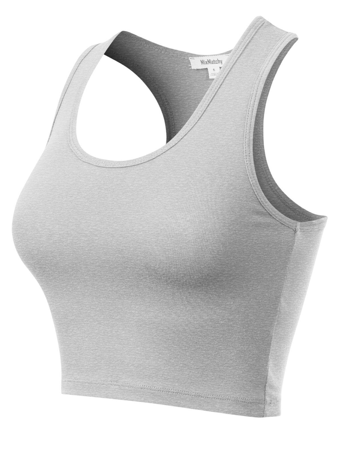 MixMatchy Cotton Basic Sleeveless Racerback Sports Crop Tank Top