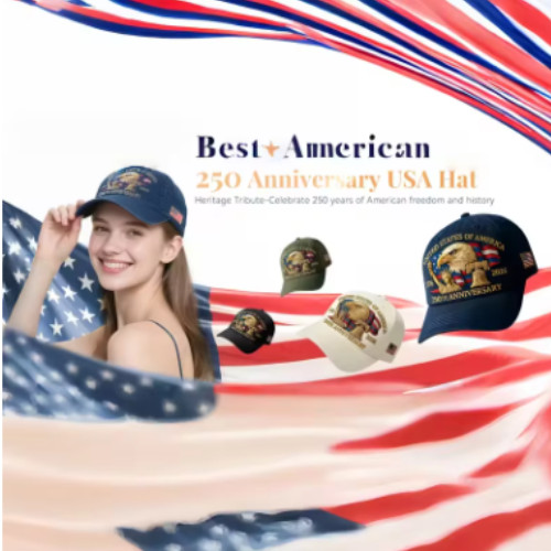 Baseball Cap USA 250th Anniversary Eagle Print Hat Washed Cotton Trucker Unisex