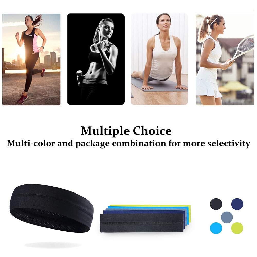 Men Women Moisture Wicking Wide Non-Slip Sport Headband Gym Workout Sweatband US