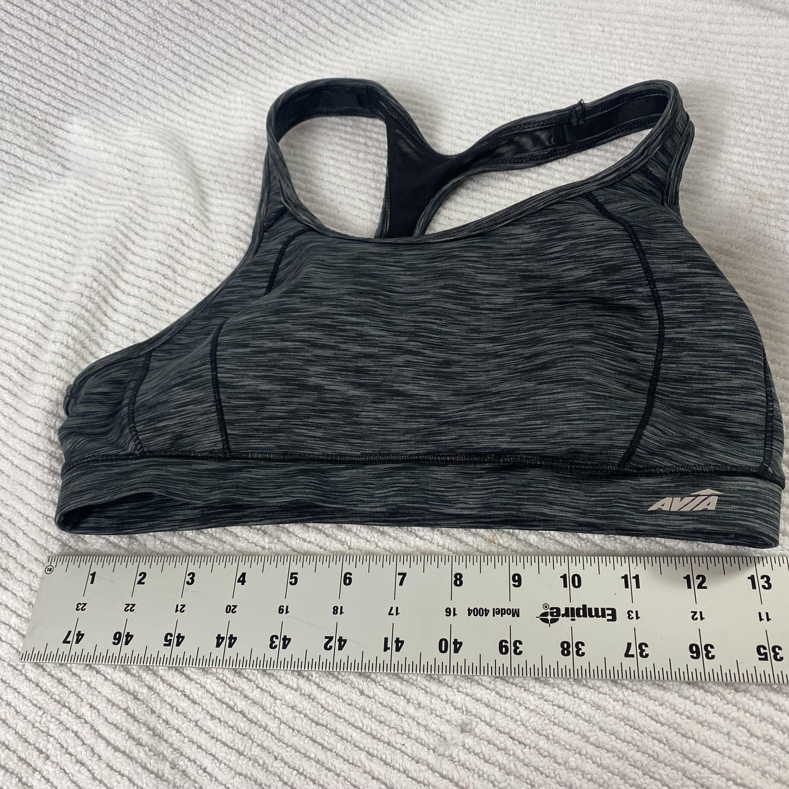 Avia Sports Bra Womens Large Gray Black Racerback Athletic Workout Yoga