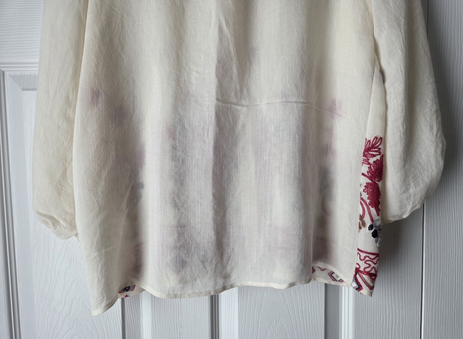Figueroa & Flower Embroidered Sheer Top Size S
