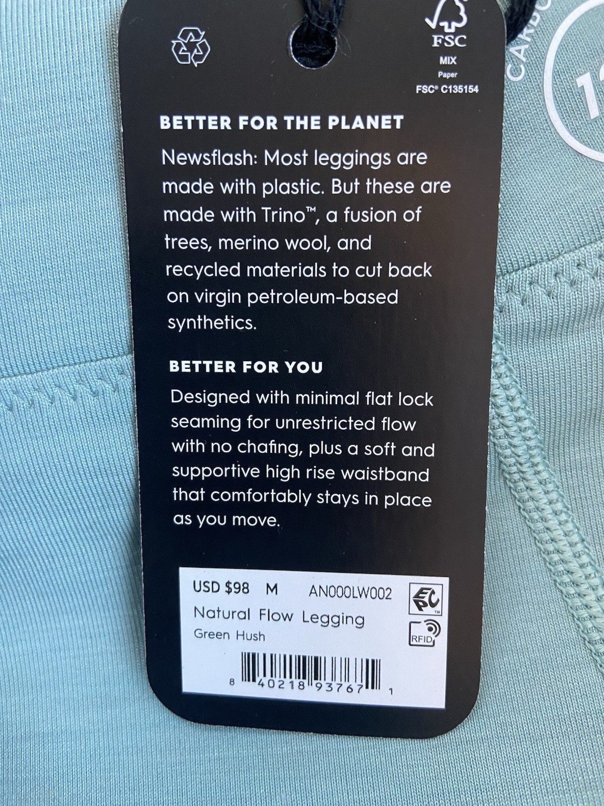 Allbirds Merino Wool Blend Natural Flow Leggings Light Green Hush M Retail $98