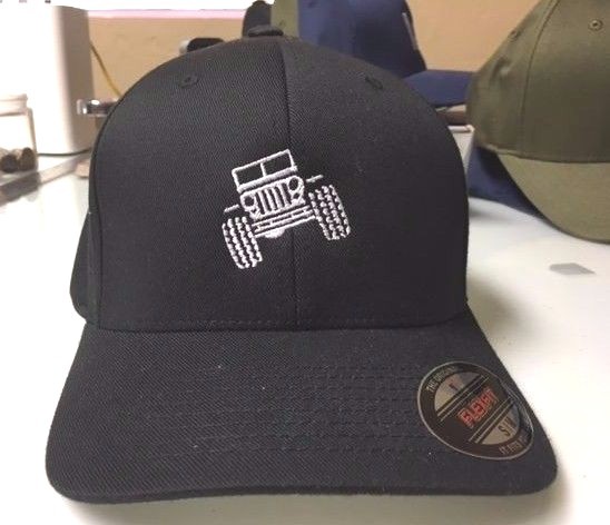 Jeep 4X4 Off Road Wrangler Embroidered Flexfit Ball Cap Hat Black Olive or Navy