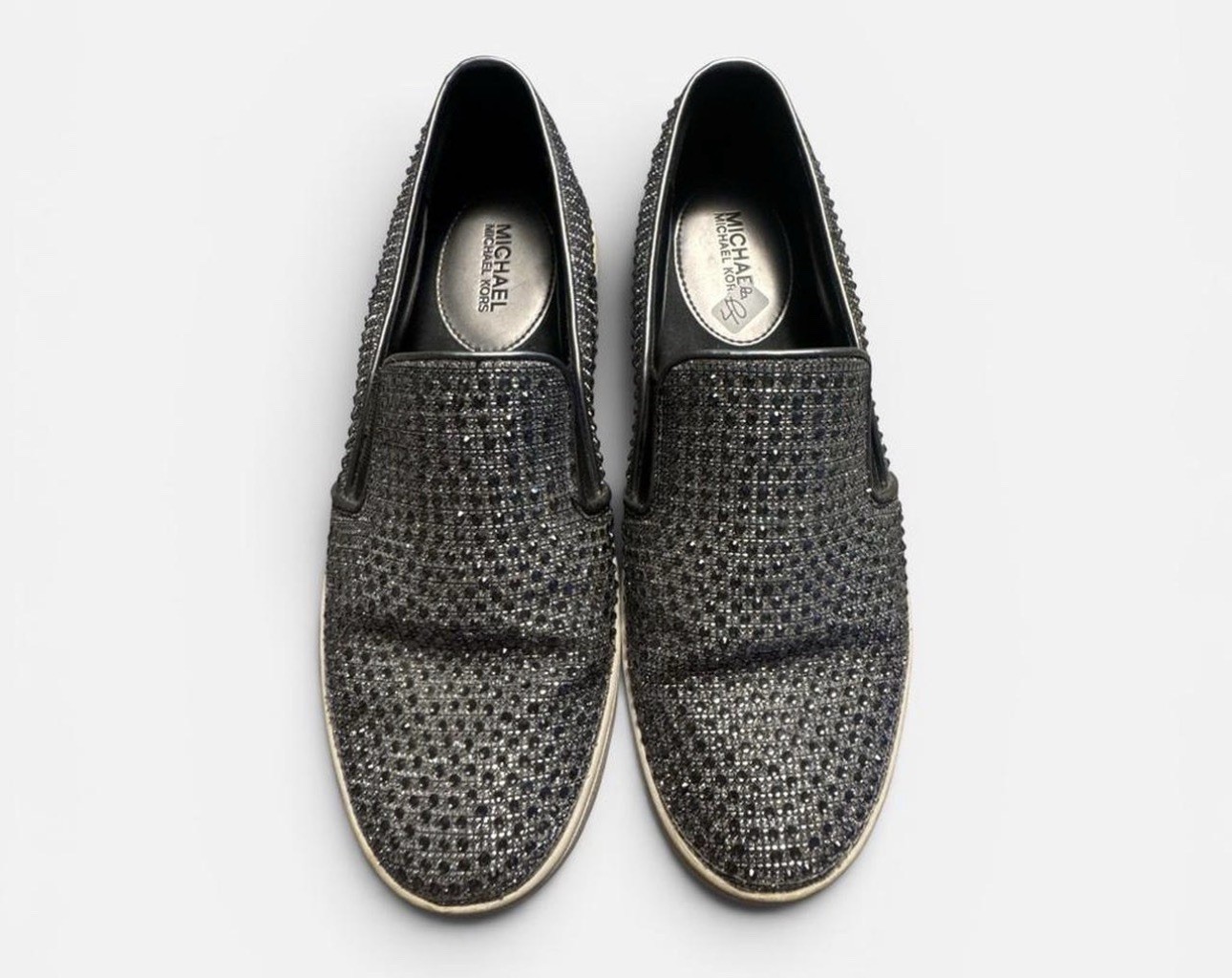 MICHAEL KORS Women’s Silver Glitter Slip-On Flats Round Toe Synthetic Size 6