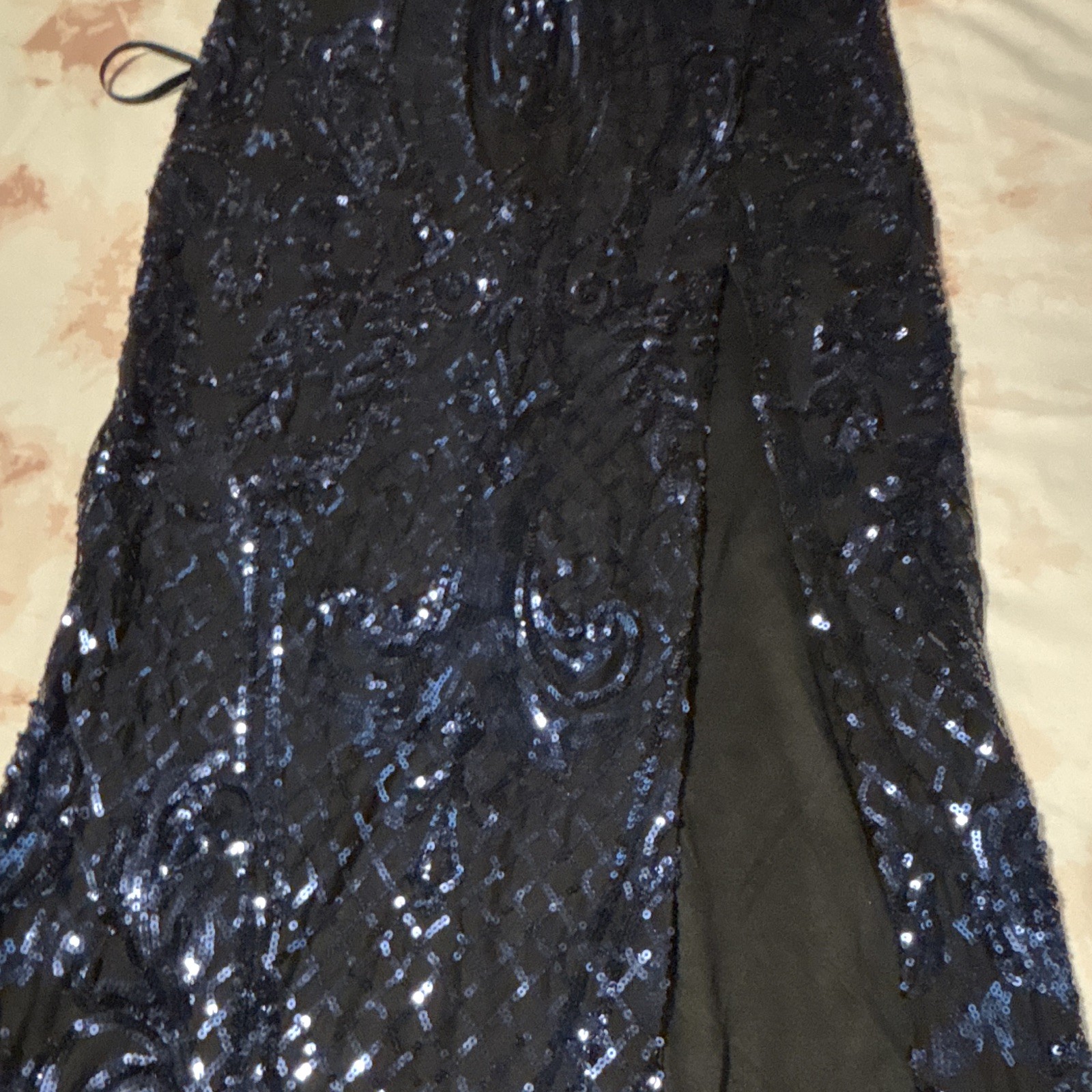 Windsor Navy Sequin One Shoulder Long Bodycon Dress Formal Party Juniors 1