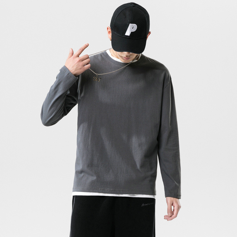 New Men’s Solid Color T-shirt Pure Cotton Top Inside A Student Leggings