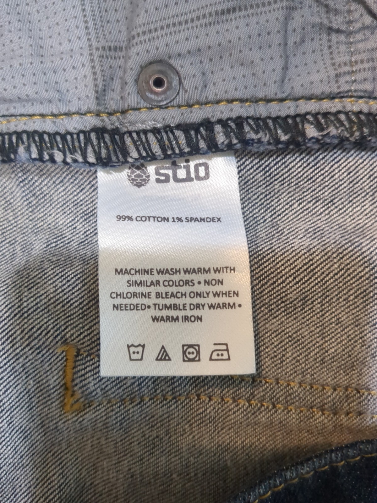 Stio Blue Rivet Dark Denim Distressed Jeans Mens 36×32 99%Cotton/1%Spandex
