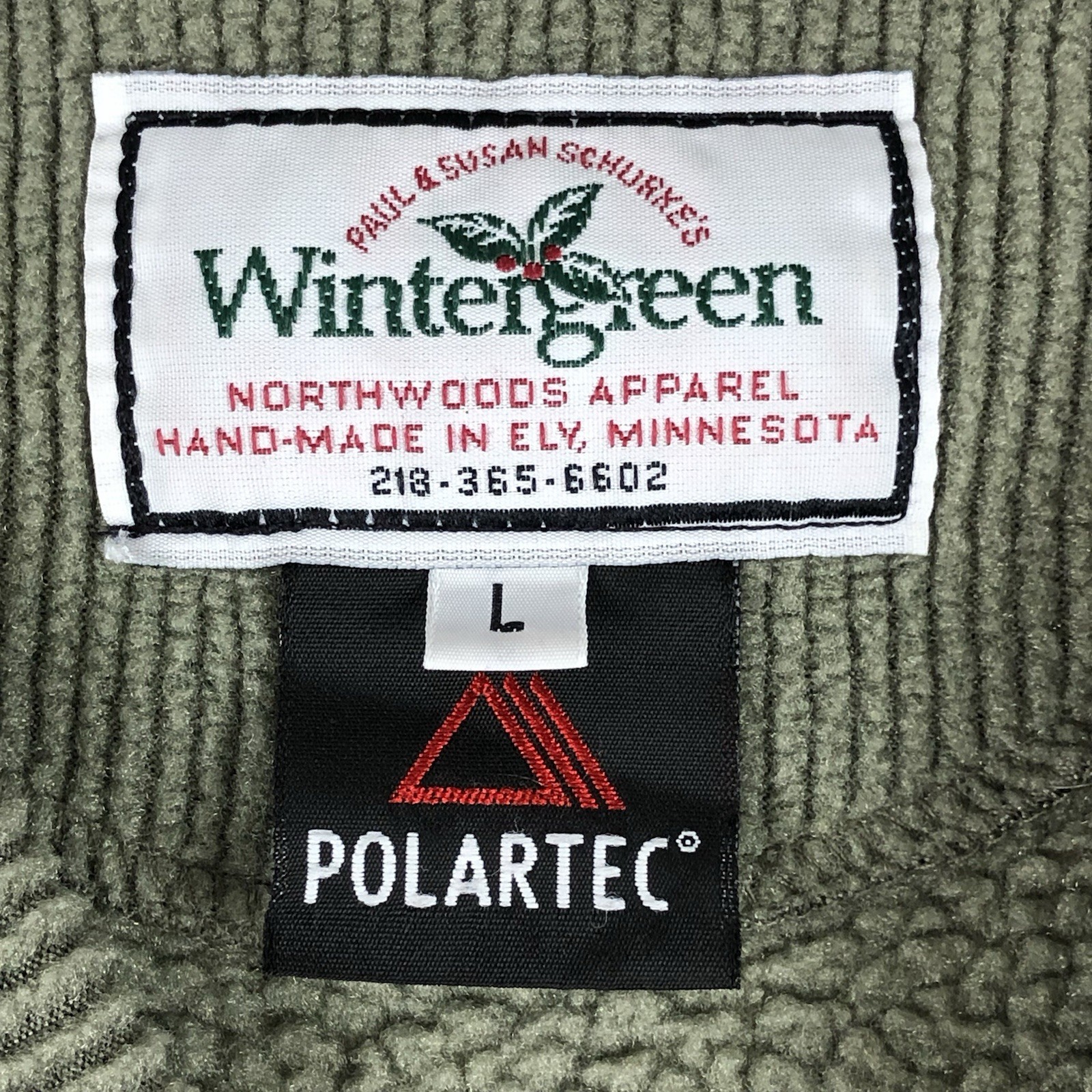 Wintergreen Northern Wear Fleece Pullover Mens L Green Polartec Sweater USA READ