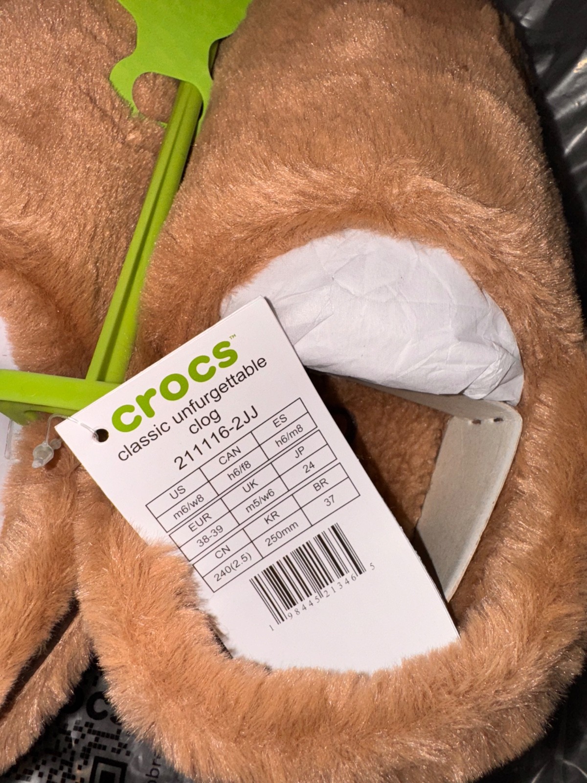 Crocs Classic Unforgettable Clog Milk Chocolate Fuzzy Slip-On W8/M6 & M11