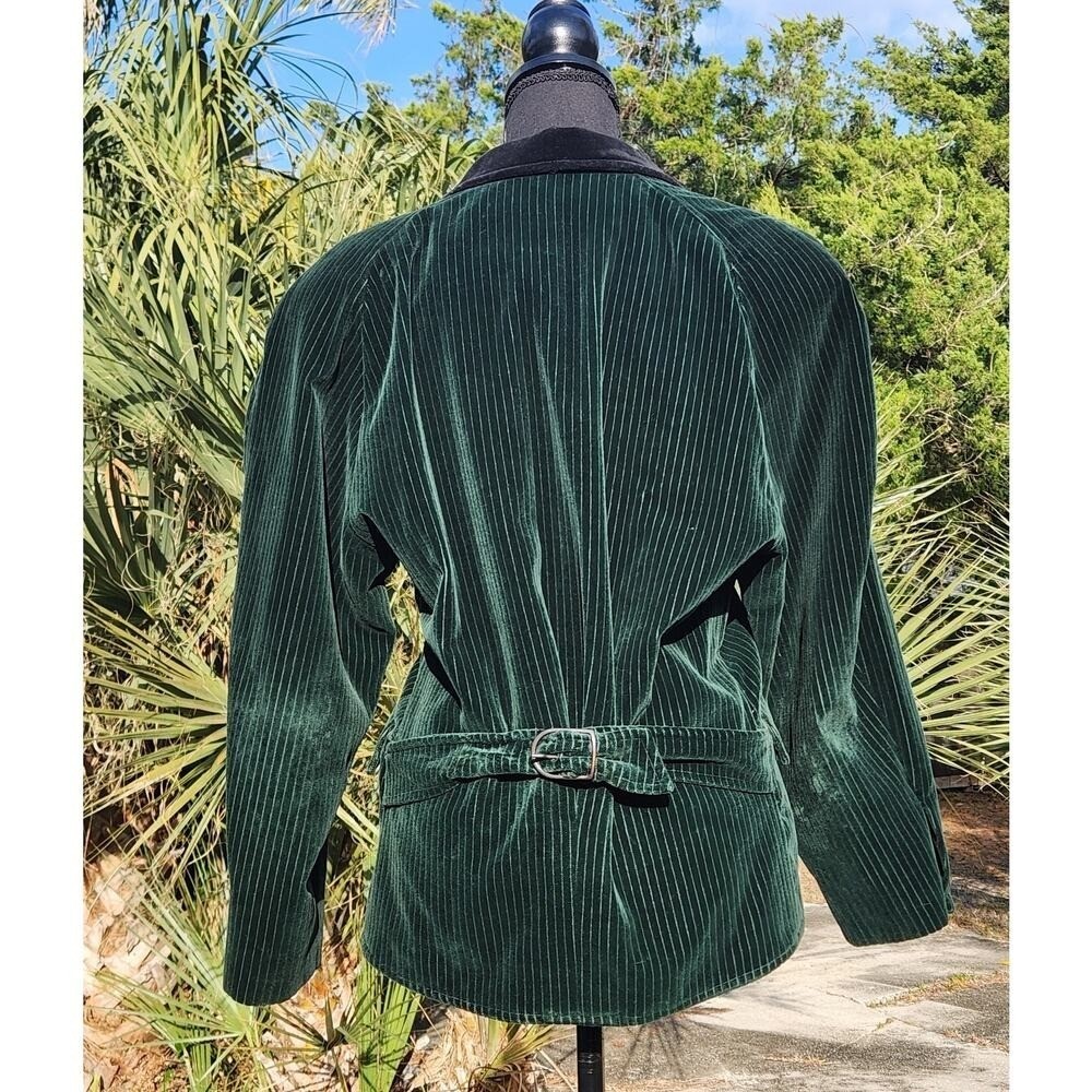 Green Costume Women Caroler Victorian Steampunk Peplum Velvet Corduroy large 40