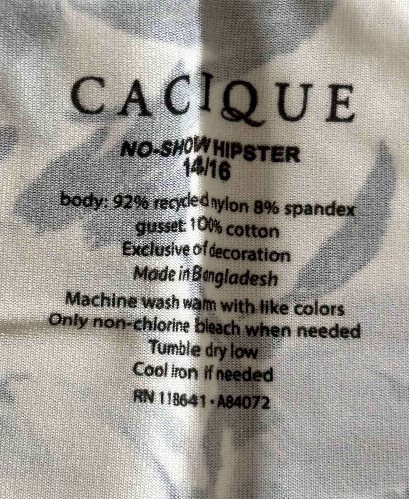 Size 14/16 Lane Bryant Cacique No Show Hipster Nylon Panty Navy Blue Pink Flower