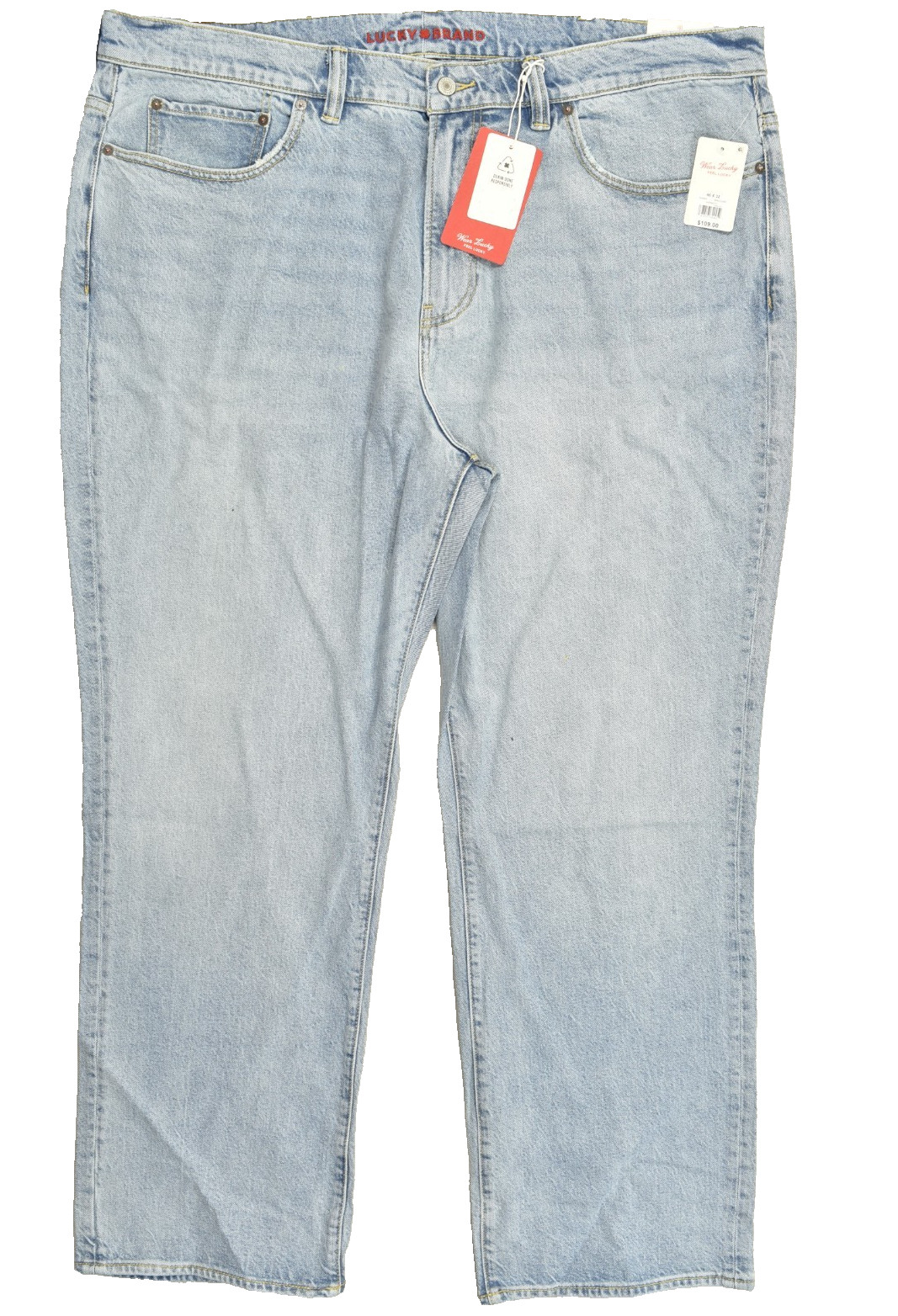 Lucky Brand Men’s 181 Relaxed Straight Denim Jeans Monaco Blue Stretch 46×32 NEW