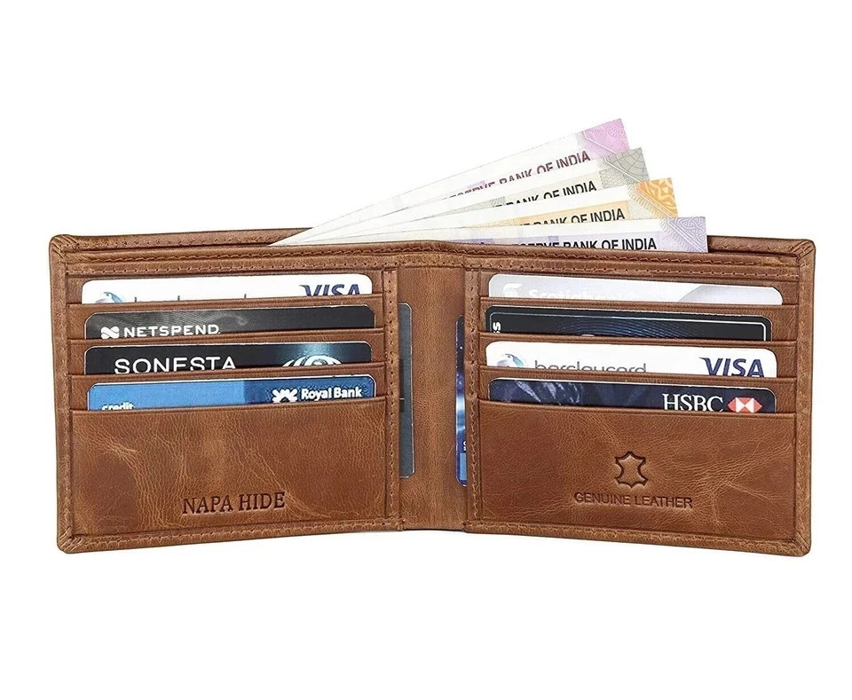 NAPA HIDE Leather Bifold Wallet RFID Blocking Stylist Wallet Daily GIFT MEN