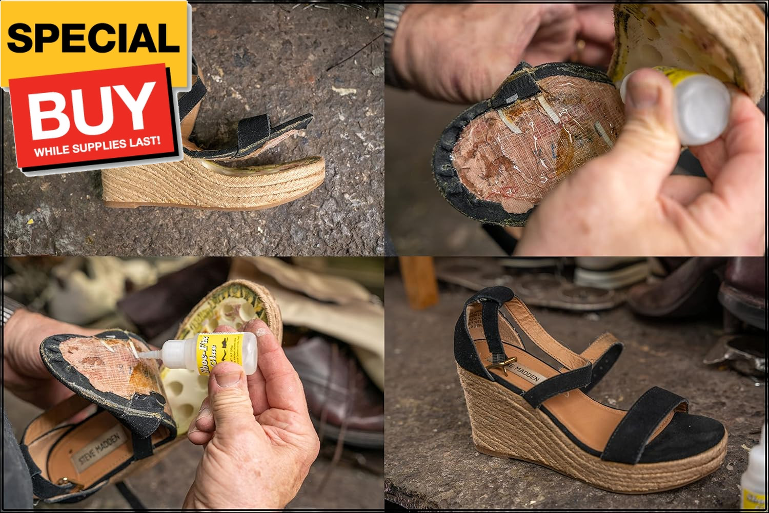 Glue Professional Grade Repair Adhesive for All Footwear Instant Bond, Clear Dry