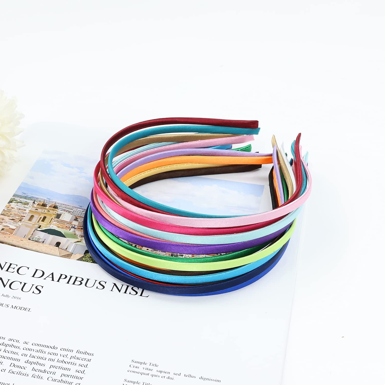 20 Pack Colorful Plain Blank Cloth Satin Fabric Covered Slim Thin Hard Metal …