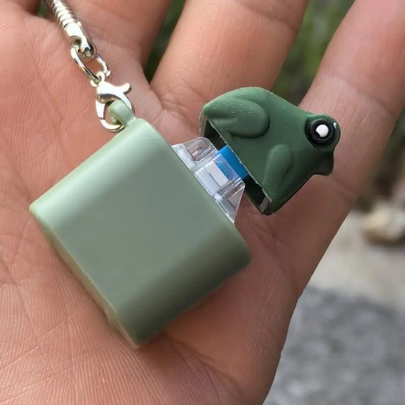 Frog Croaking Fidget Toy Keychain With Colorful Lights Stress Fun Animal Sound