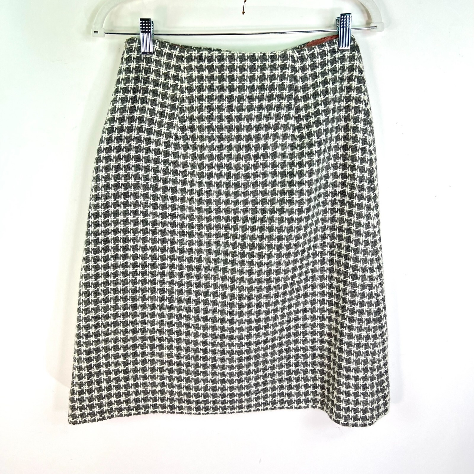 Dalton Houndstooth Wool Skirt Women’s Skirt M Black White Fully Lined Side Zipp