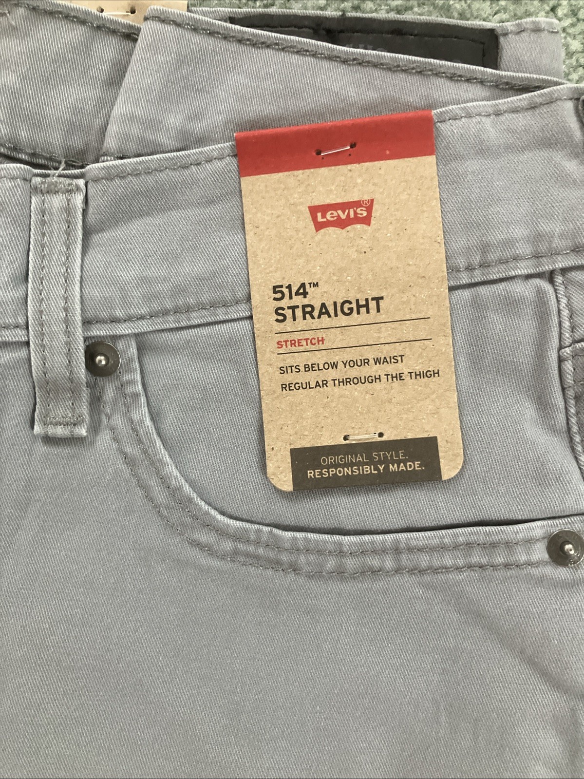 NWT Men’s Levi’s 514 Straight Fit Stretch Sharkskin Gray Pants Size 30”x32”