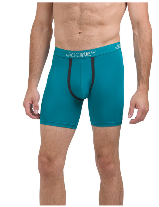 Jockey Men’s Boxer Briefs 3 Pack Large 36-38 Blue Teal Chafe Proof Pouch Stretch