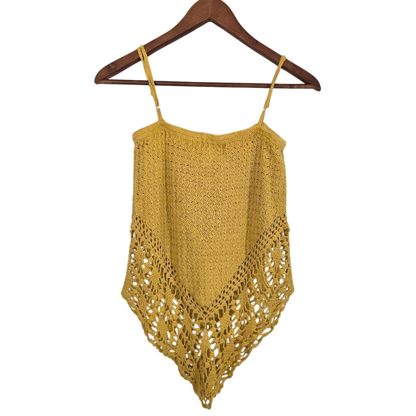 Boho Chic Asymmetrical Hem Crochet Camisole Top Festival Top 100% Cotton Size M