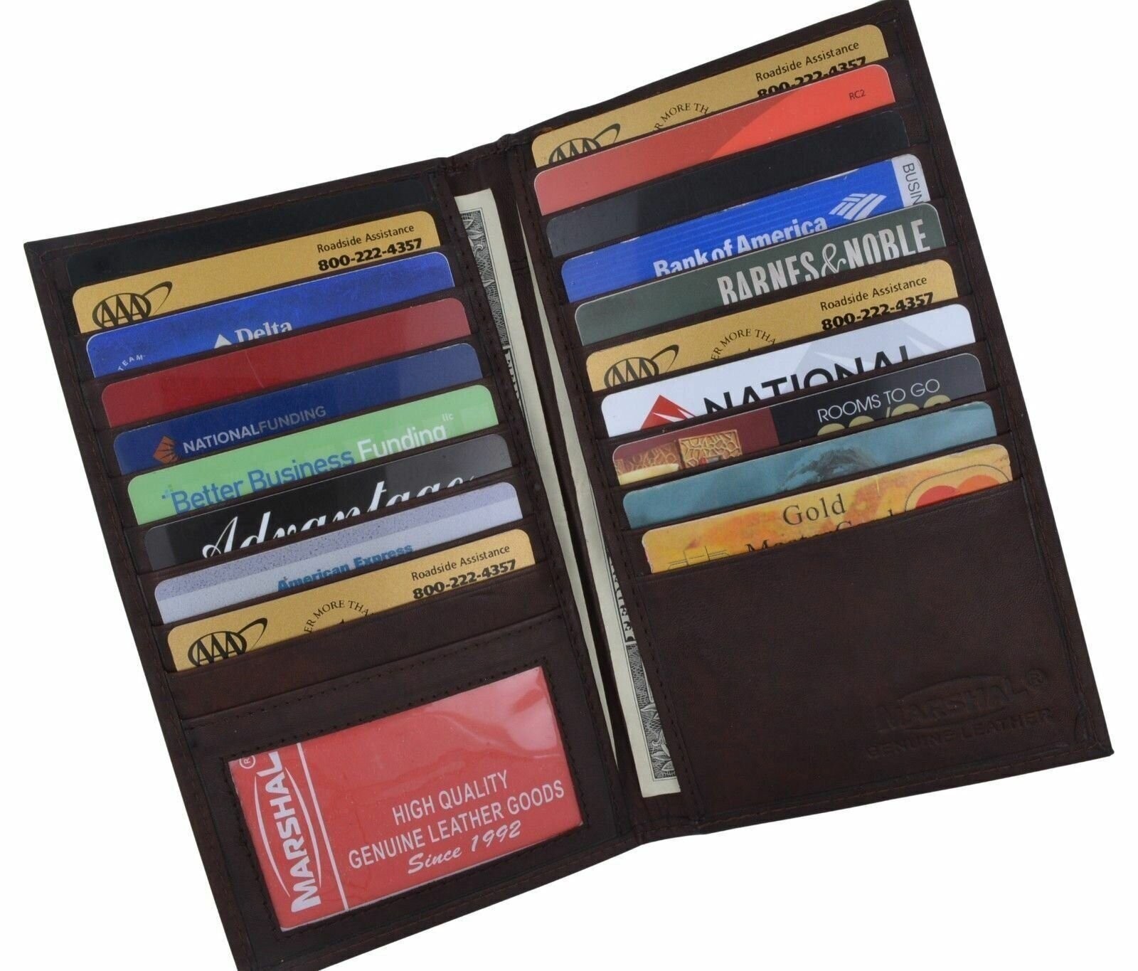 Genuine Leather Credit Card Holder Wallet 19 Card Slots + 1 ID Window