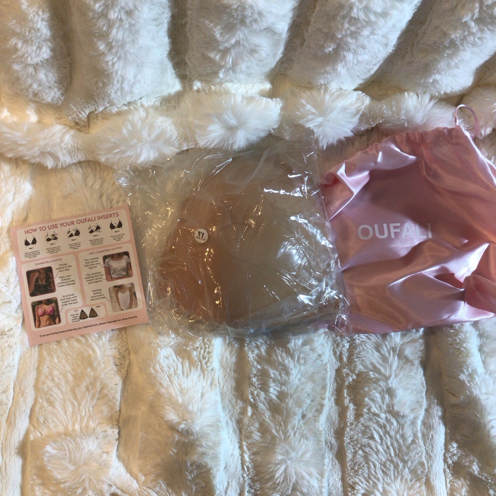 OUFALI Reusable Silicone Bra Inserts Pads XL Beige Full Coverage