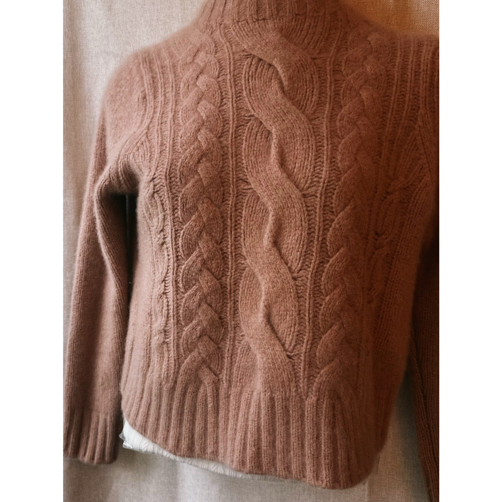 🌸🤍 Vince • Rosewood Cloud • Dusty Blush Pink • Fuzzy Cable Knit Mock Neck